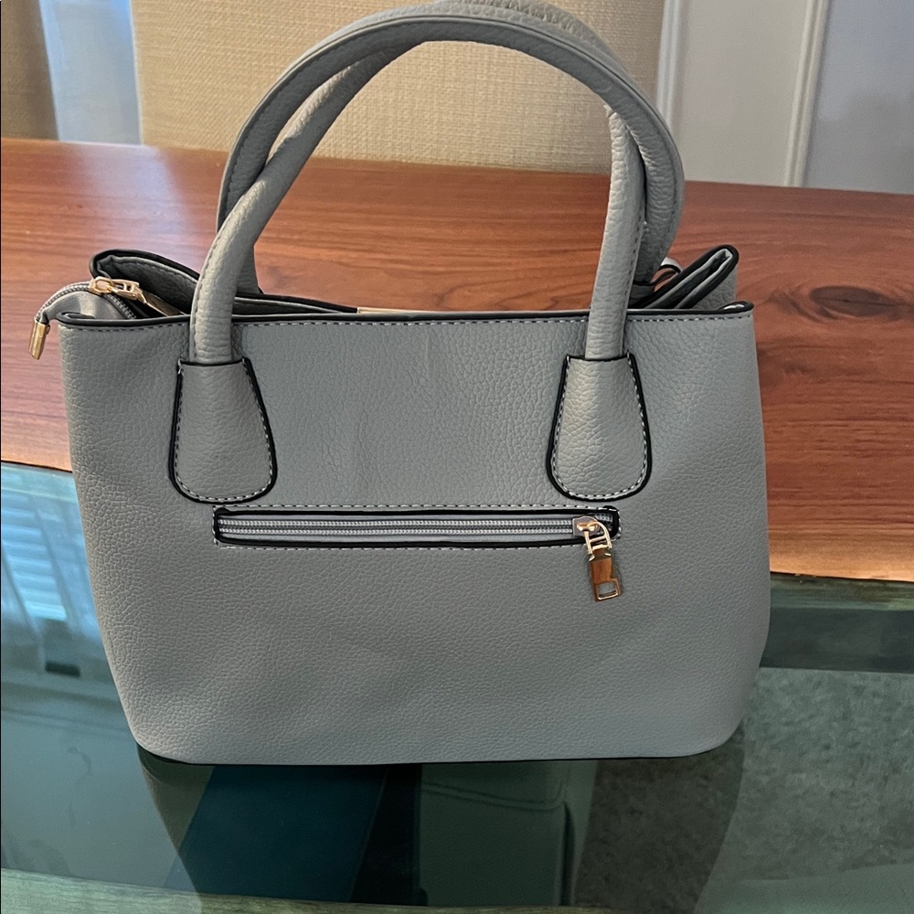 Gray Leatherette Top-Handle Satchel - Picture 2 of 8
